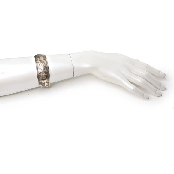 Tibetan Tiger Totem Cuff Bangle Bracelet Silver Tone Pewter Casual Adjustable - Picture 2 of 8